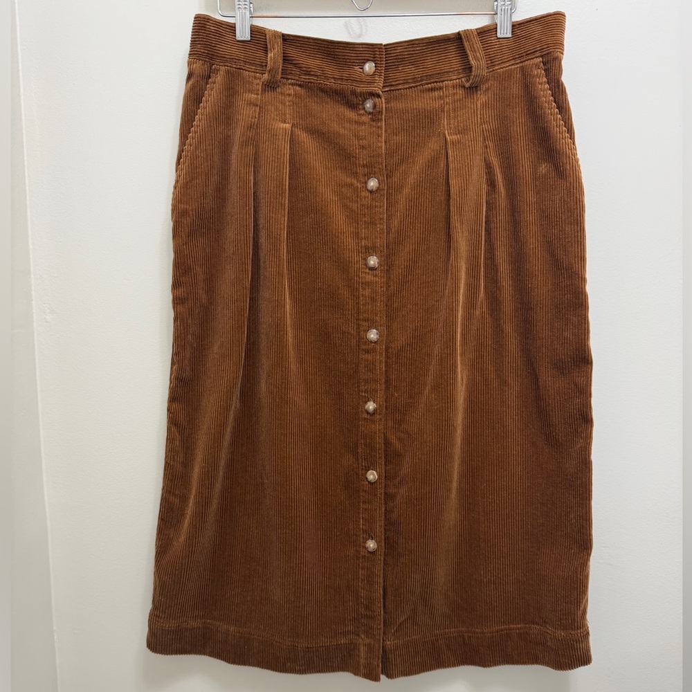 Sezane Clarine Midi Corduroy Skirt Organic Cotton in Caramel Brown EU 46 US 14 - Picture 3 of 8